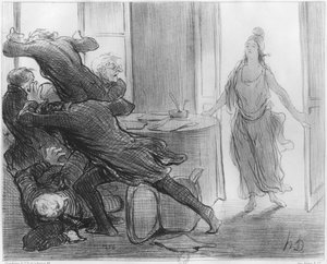 元大臣の最後の閣僚会議、「ルシャリヴァリ」のイラスト、1848年3月9日 作： Honoré Daumier